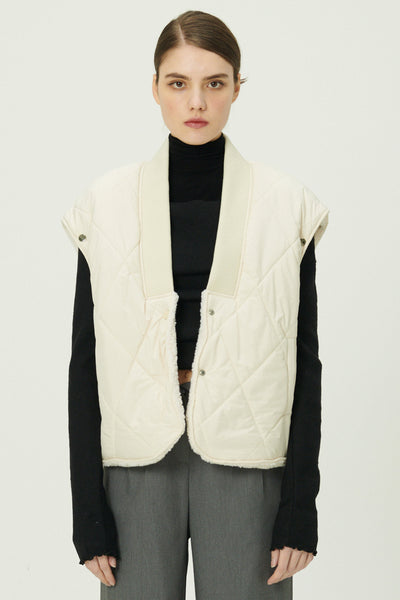 storets.com Eileen Quilted Sherpa Coat w/Detachable Sleeve
