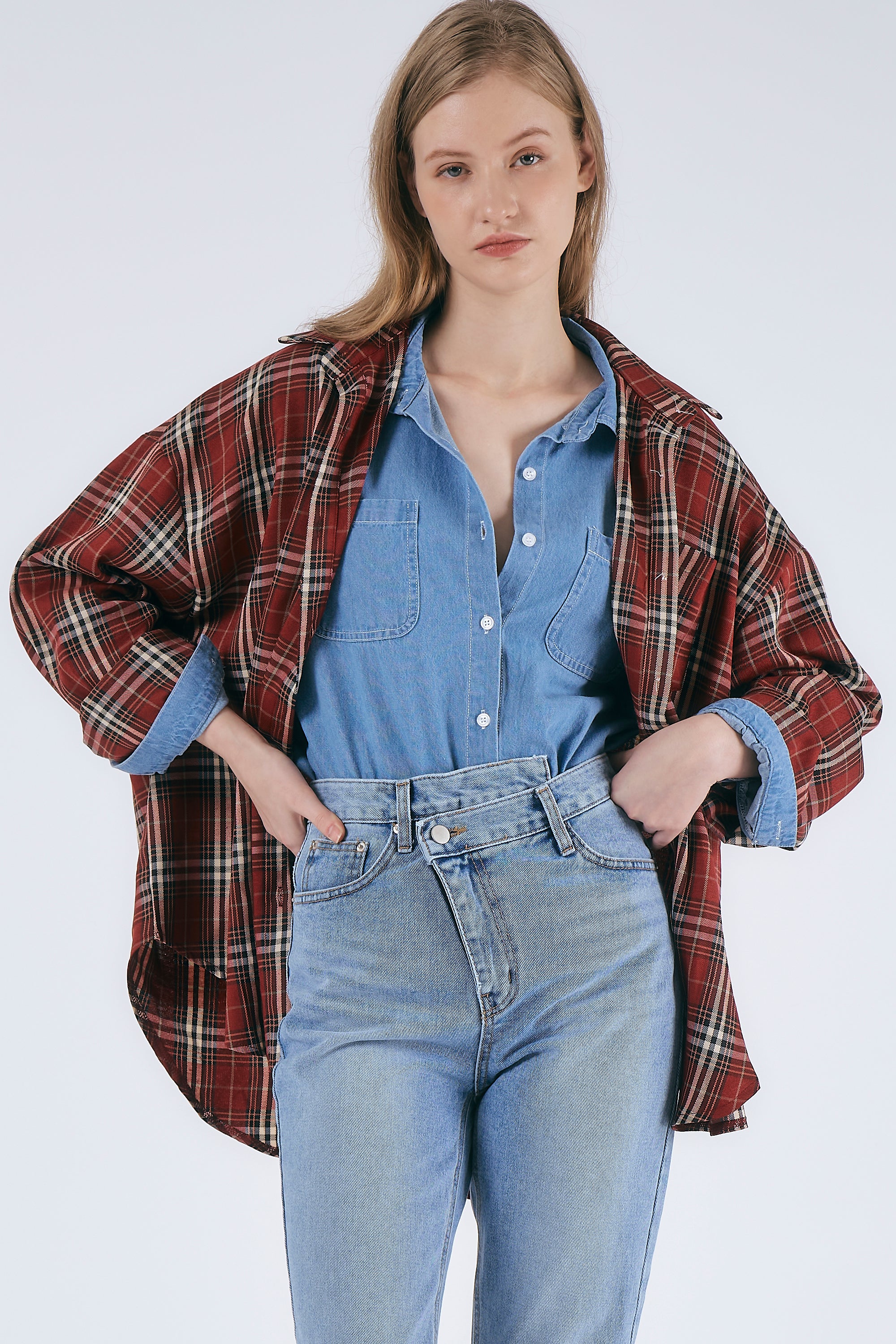 Oversized Plaid Shirt Women