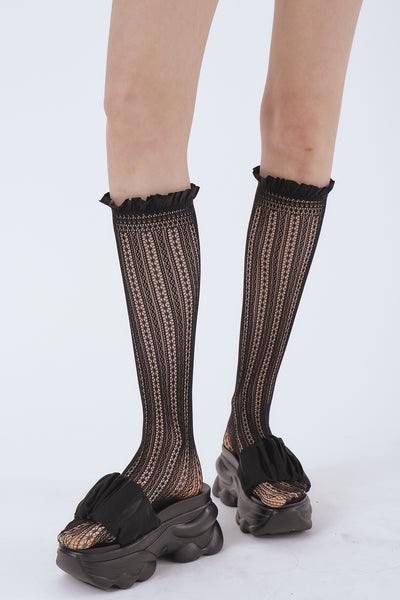 storets.com Lace Ruffled Knee Socks