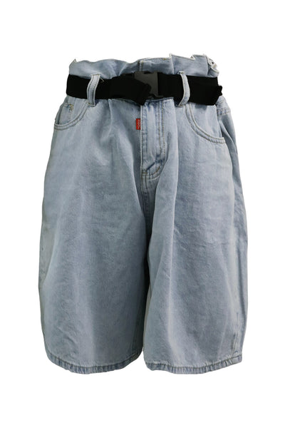 storets.com Olive Paperbag Waist Belted Shorts