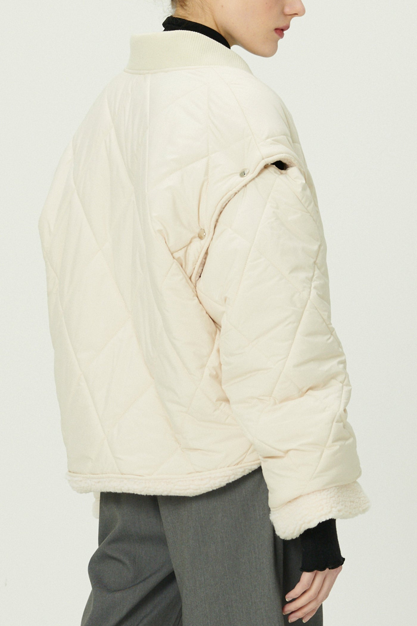 storets.com Eileen Quilted Sherpa Coat w/Detachable Sleeve
