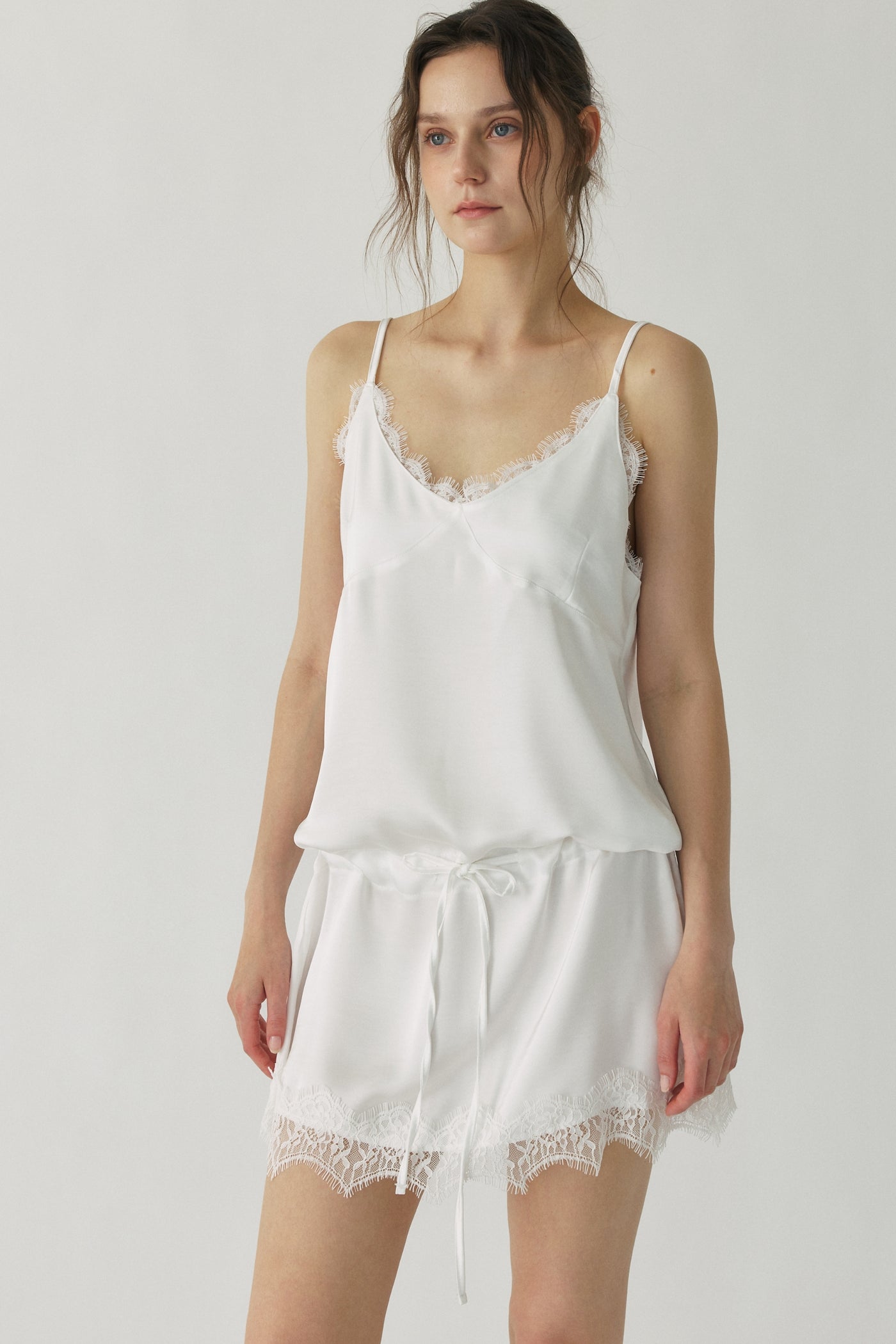satin lace slip dress Marlene French Lace and silk chemise slip dress
