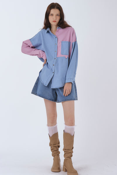 storets.com Ella Colorblock Denim Shirt