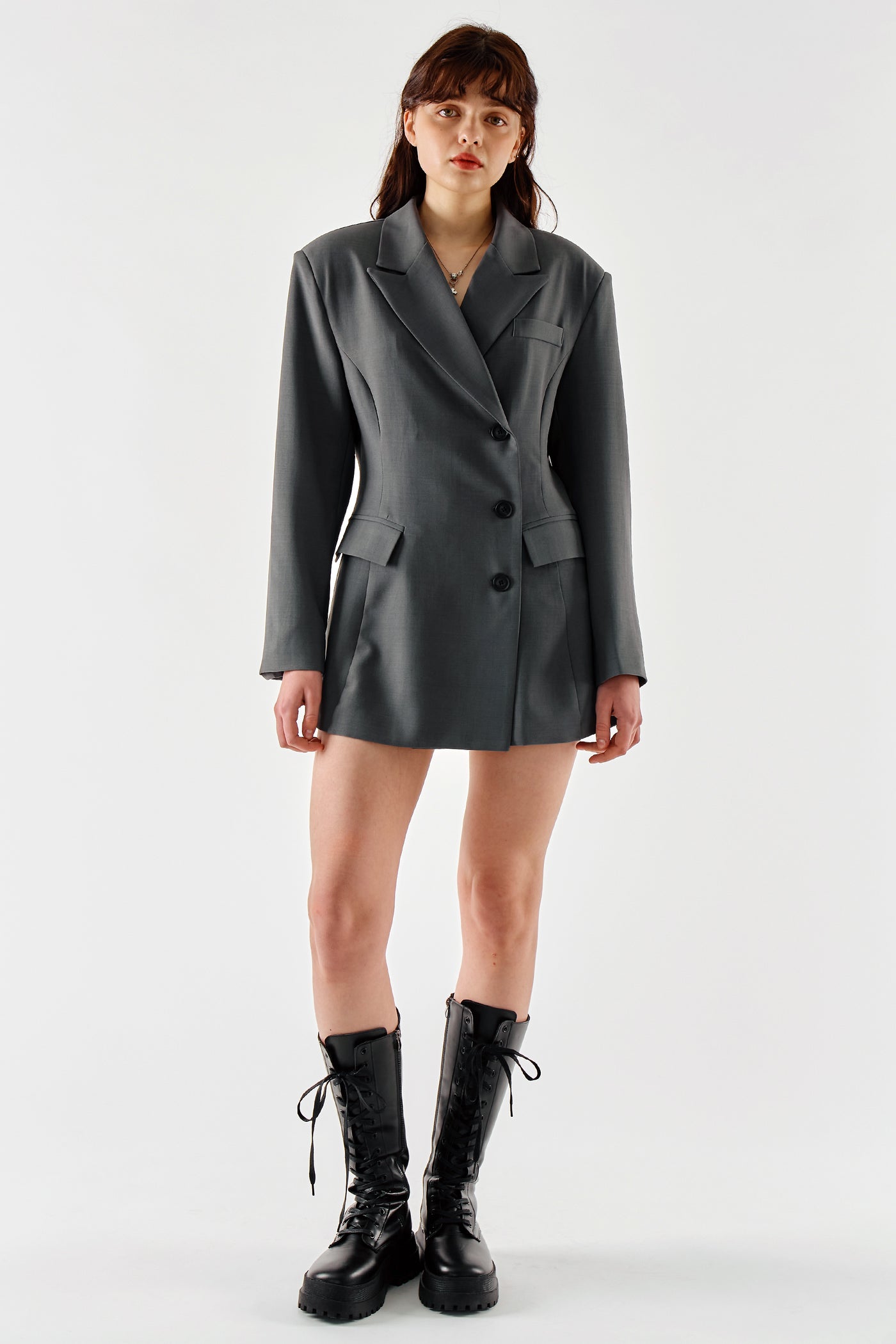 Luna Tailored Blazer Dress | Womens Mini Dresses | STORETS S/M / Charcoal Luna Tailored Blazer Dress | Womens Mini Dresses | STORETS S/M / Charcoal