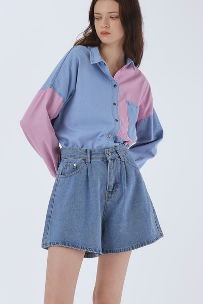 storets.com Ella Colorblock Denim Shirt