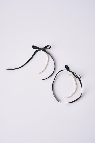 storets.com Faux Pearl Ribbon Earrings