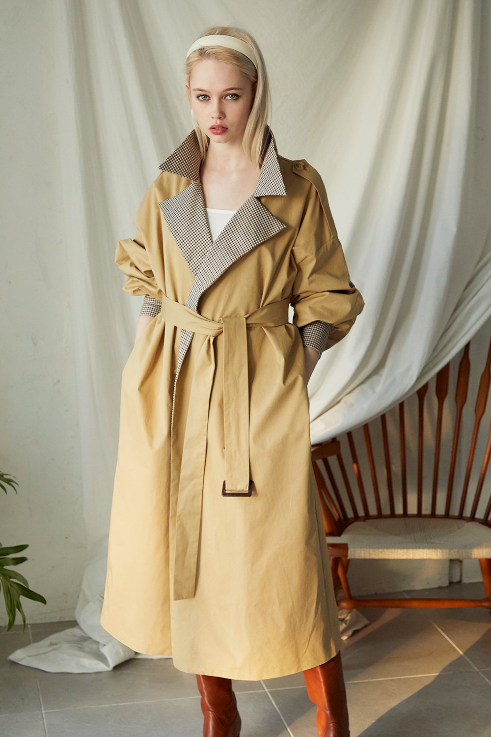 storets.com Nicole Check Detail Trench Coat