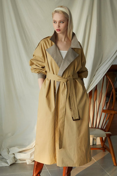 storets.com Nicole Check Detail Trench Coat