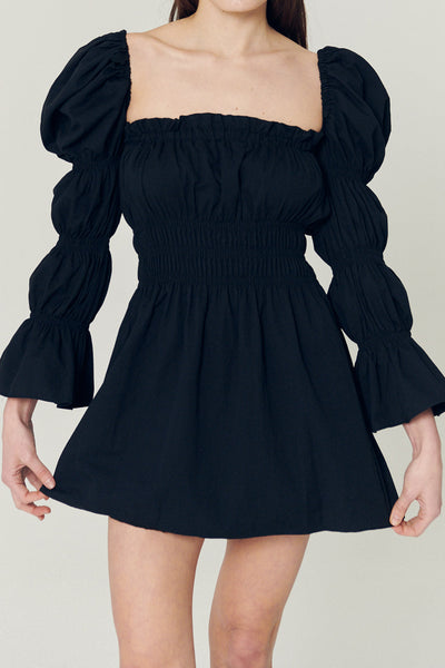 storets.com Clare Balloon Sleeve Mini Dress