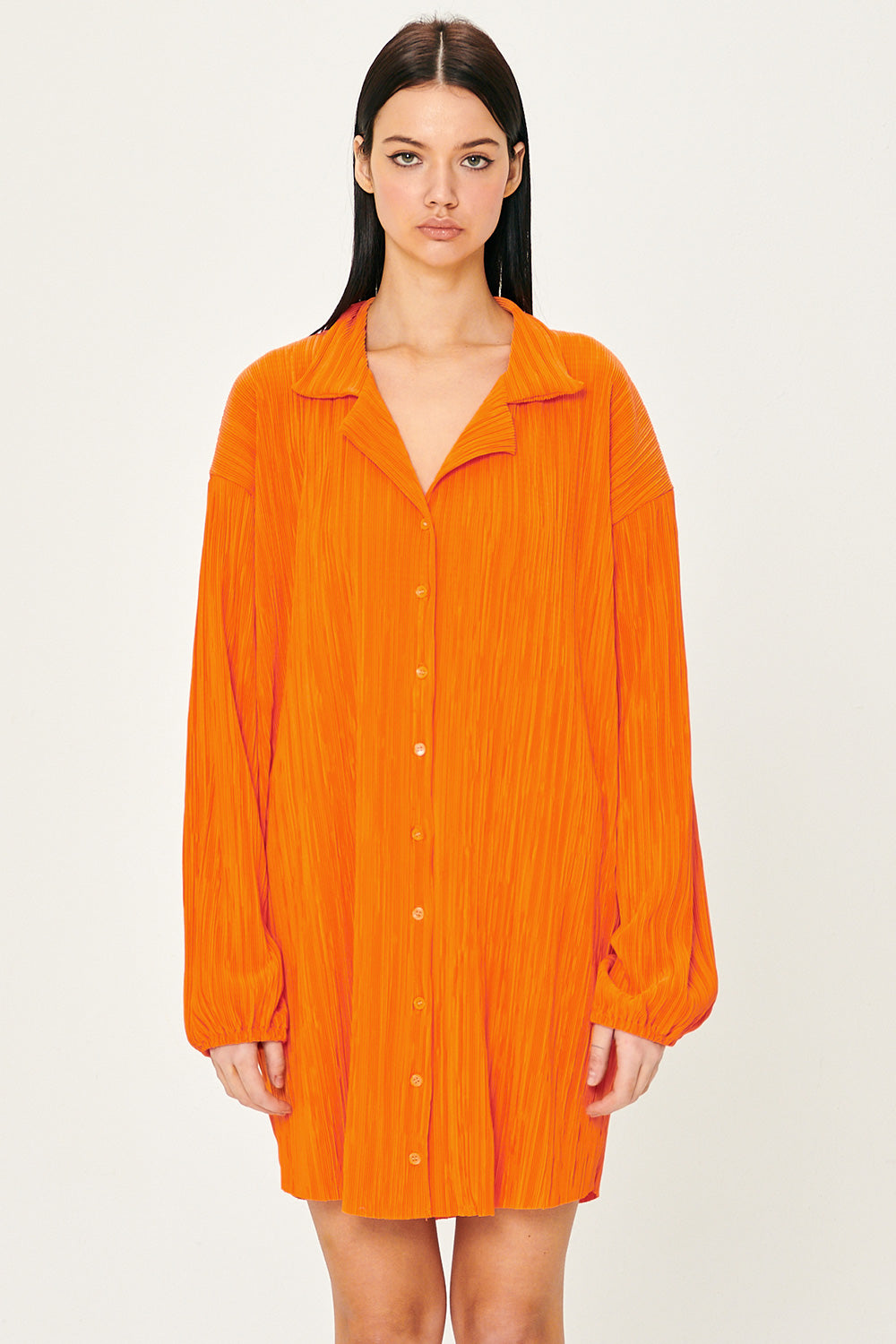 Sandra Plisse Shirt Dress | Women's Mini Dresses