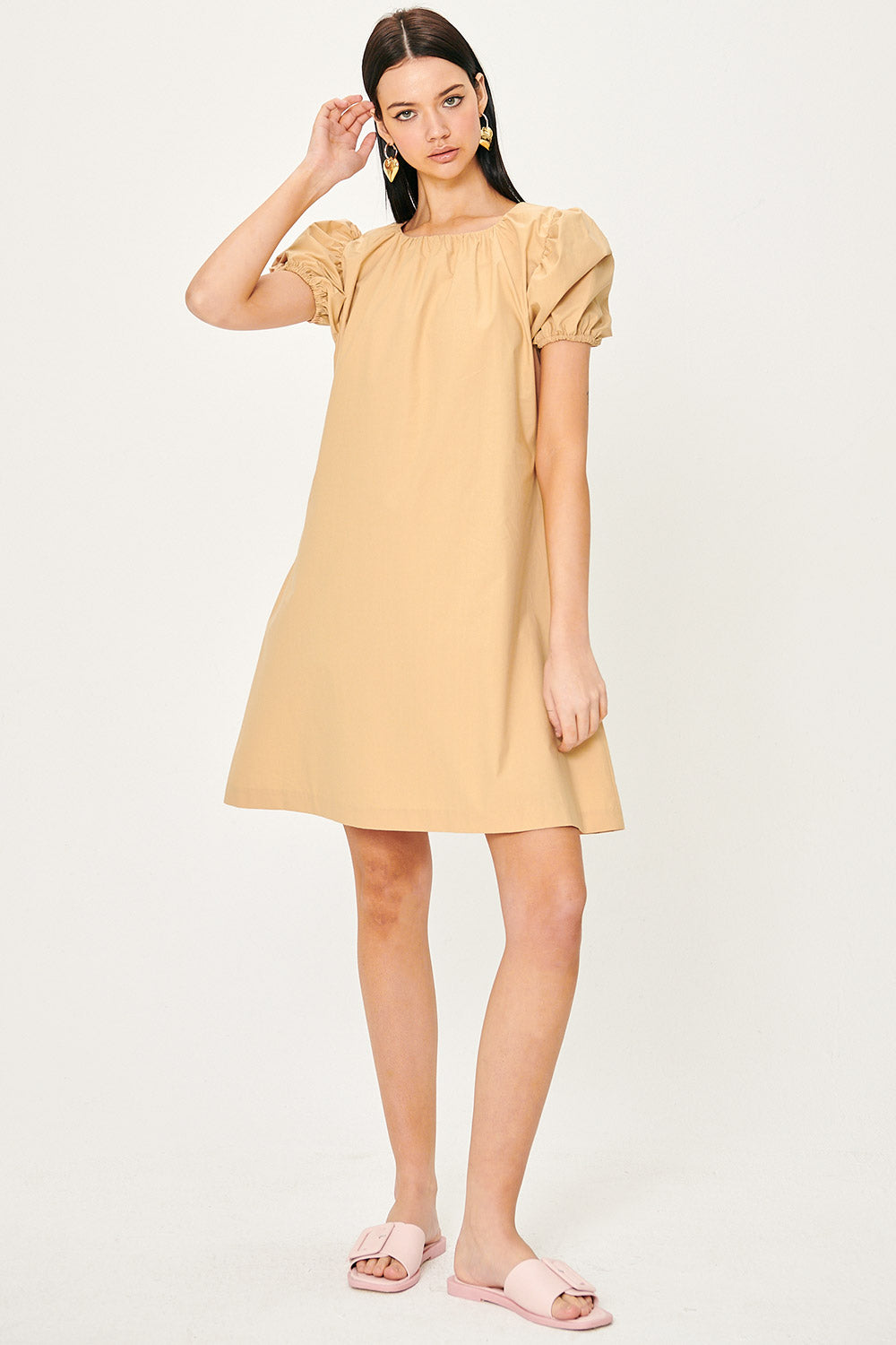 beige babydoll dress LEYLA - Mini Babydoll Dress