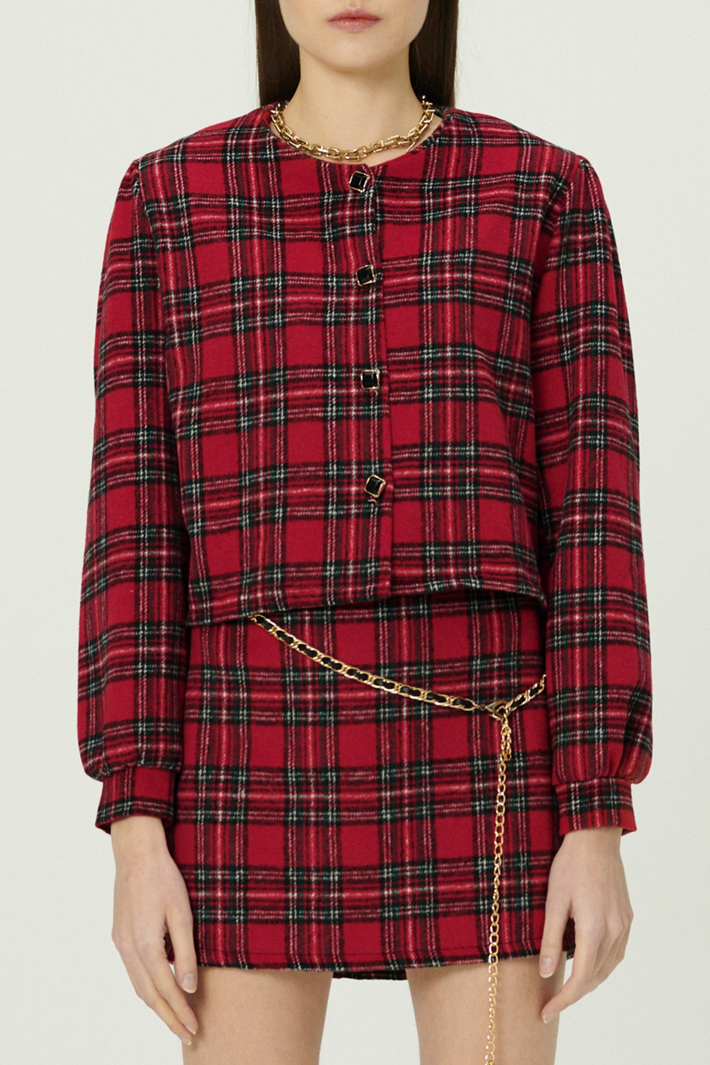 storets.com Jasper Collarless Jacket in Plaid