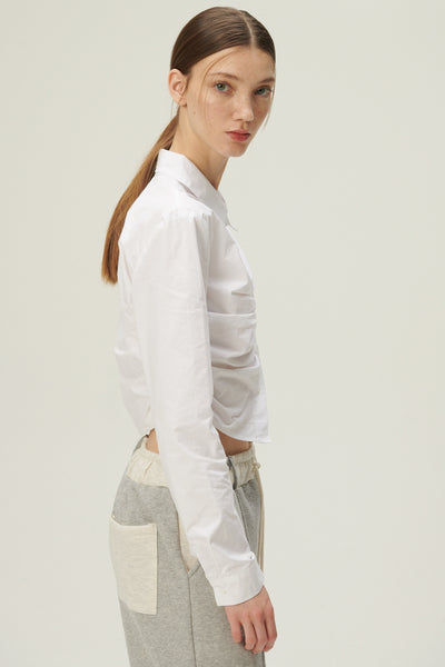storets.com Pao Ruched Crop Shirt Blouse