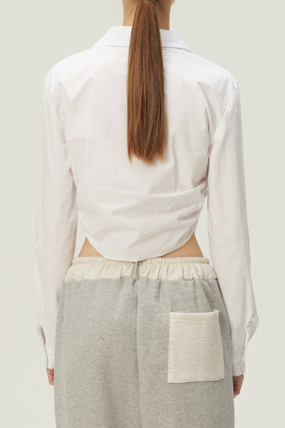 storets.com Pao Ruched Crop Shirt Blouse