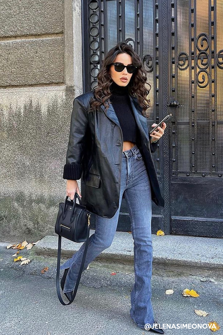 Joan Faux Leather Oversized Blazer Women's storets