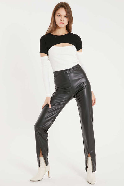 storets.com Noor Front Slit Pleather Pants