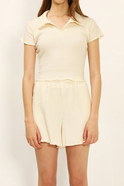 storets.com Millie Open Collar Top And Shorts Set