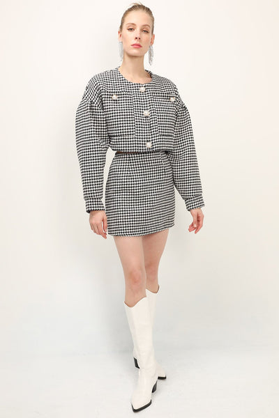 storets.com Zendaya Houndstooth Mini Skirt