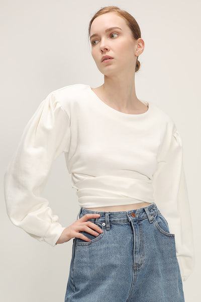 storets.com Lola Cropped Tie Waist Sweatshirt
