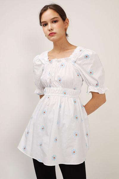 storets.com Elle Daisy Embroidery Puffed Dress