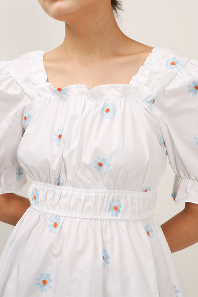 storets.com Elle Daisy Embroidery Puffed Dress