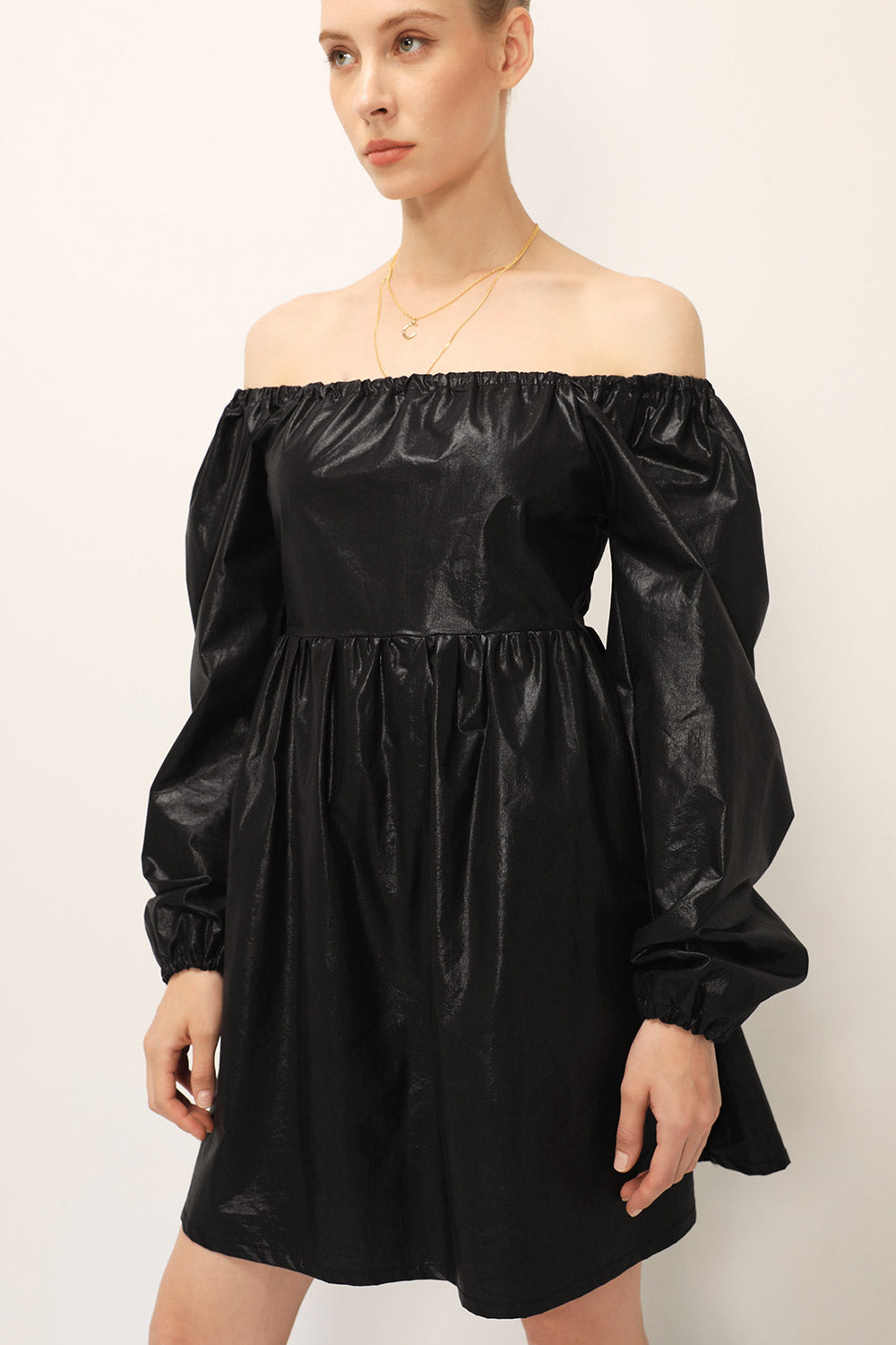 Joy Coated Babydoll Dress | Women's Dresses | STORETS S/M / Black Joy Coated Babydoll Dress | Women's Dresses | STORETS S/M / Black