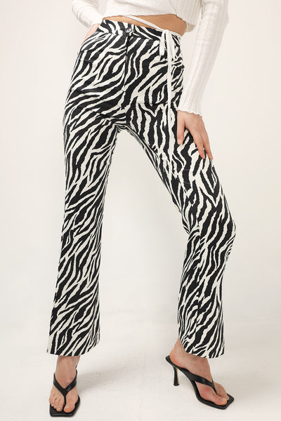 storets.com Kimber Zebra Print Satin Pants