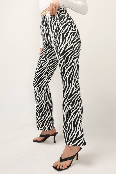 storets.com Kimber Zebra Print Satin Pants