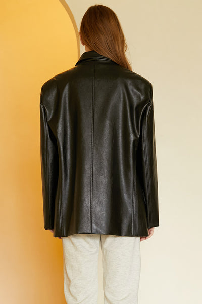 storets.com Joan Faux Leather Oversized Blazer