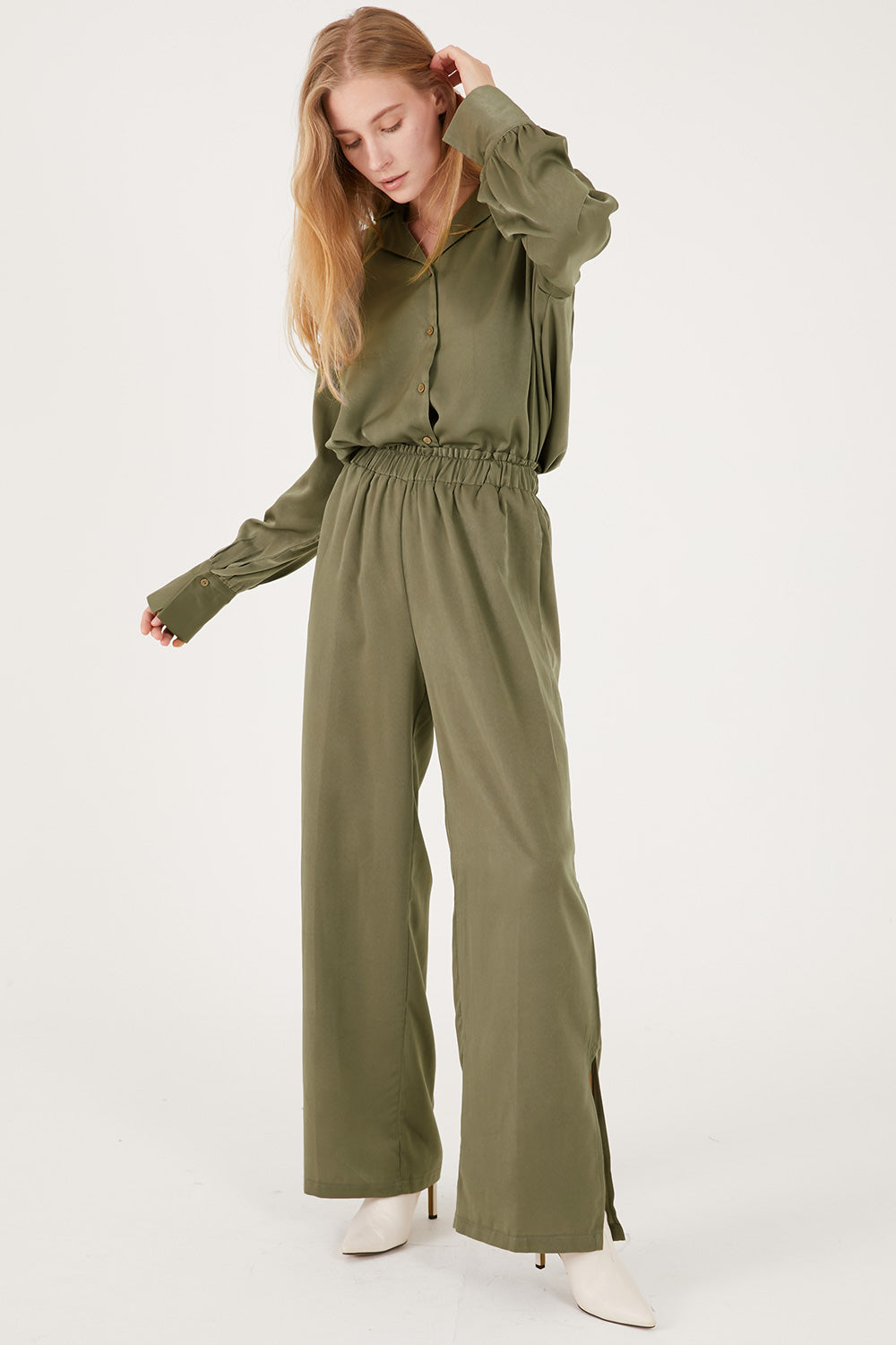 storets.com Rose Matte Satin Wide Leg Pants