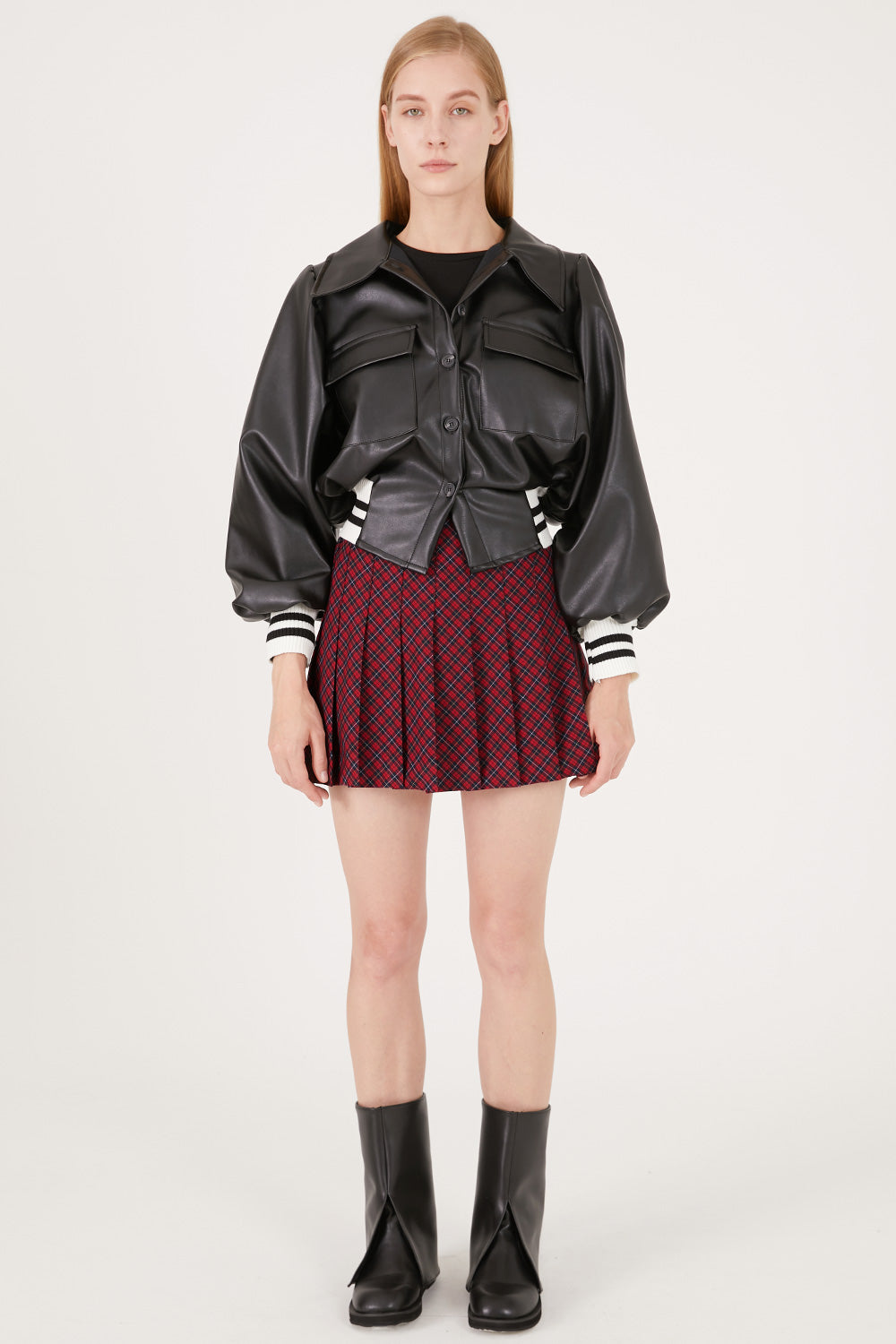 Andrea Faux Leather Crop Varsity Jacket | Women's Jackets & Coats | storets