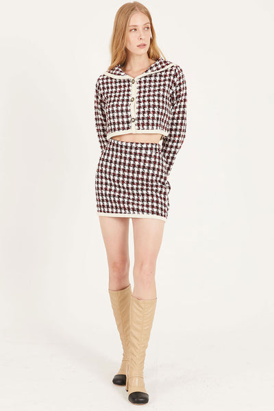 storets.com Reese Houndstooth Jacket and Skirt Set