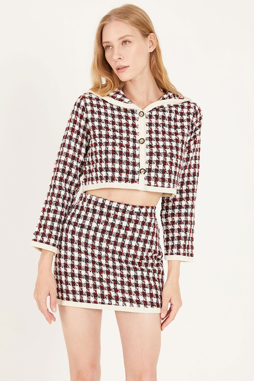 storets.com Reese Houndstooth Jacket and Skirt Set